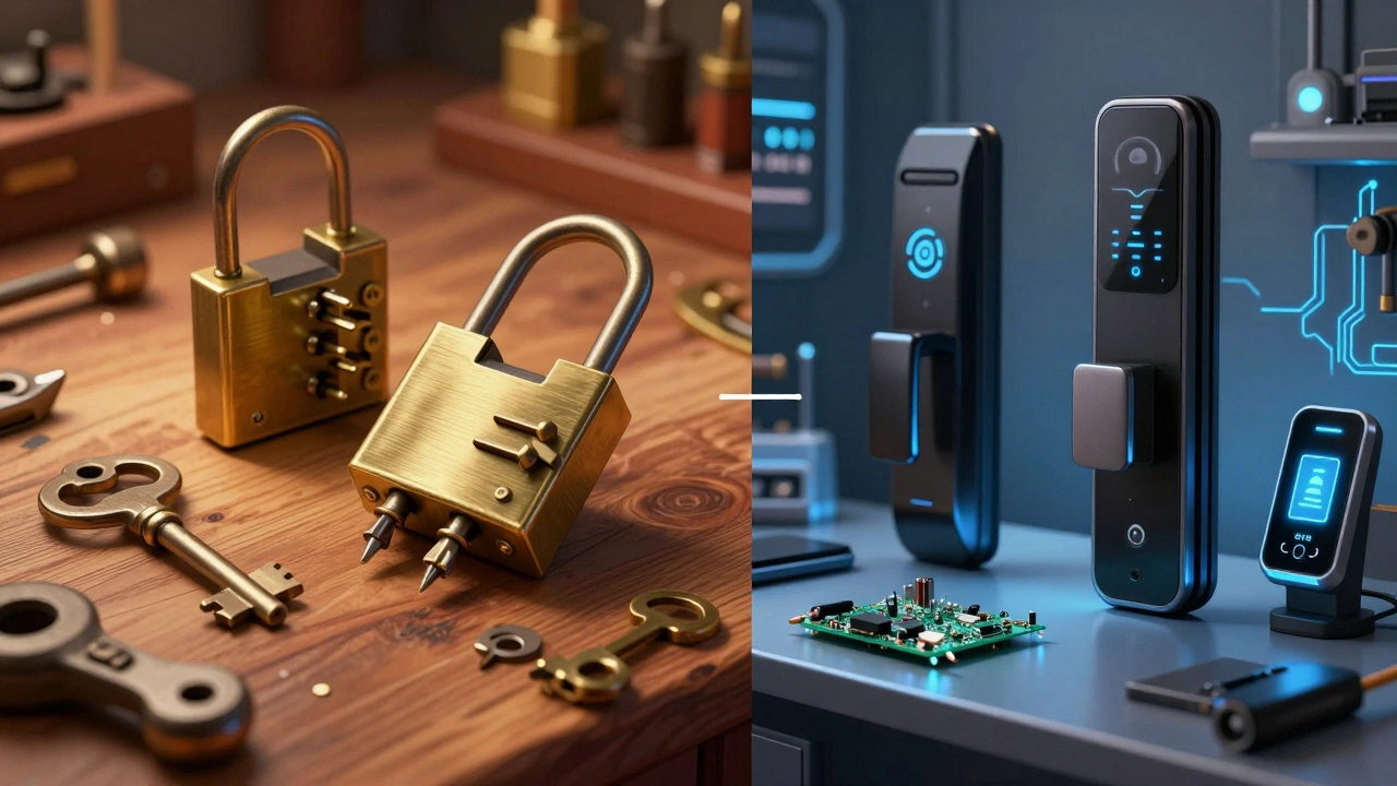 Comparison of traditional mechanical locks and modern smart locks