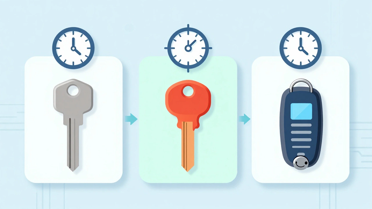Illustration comparing cutting times for different key types