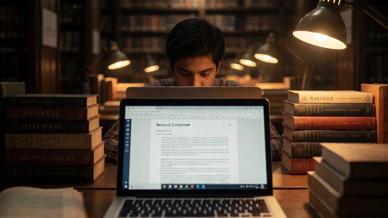 English student conducting research for dissertation